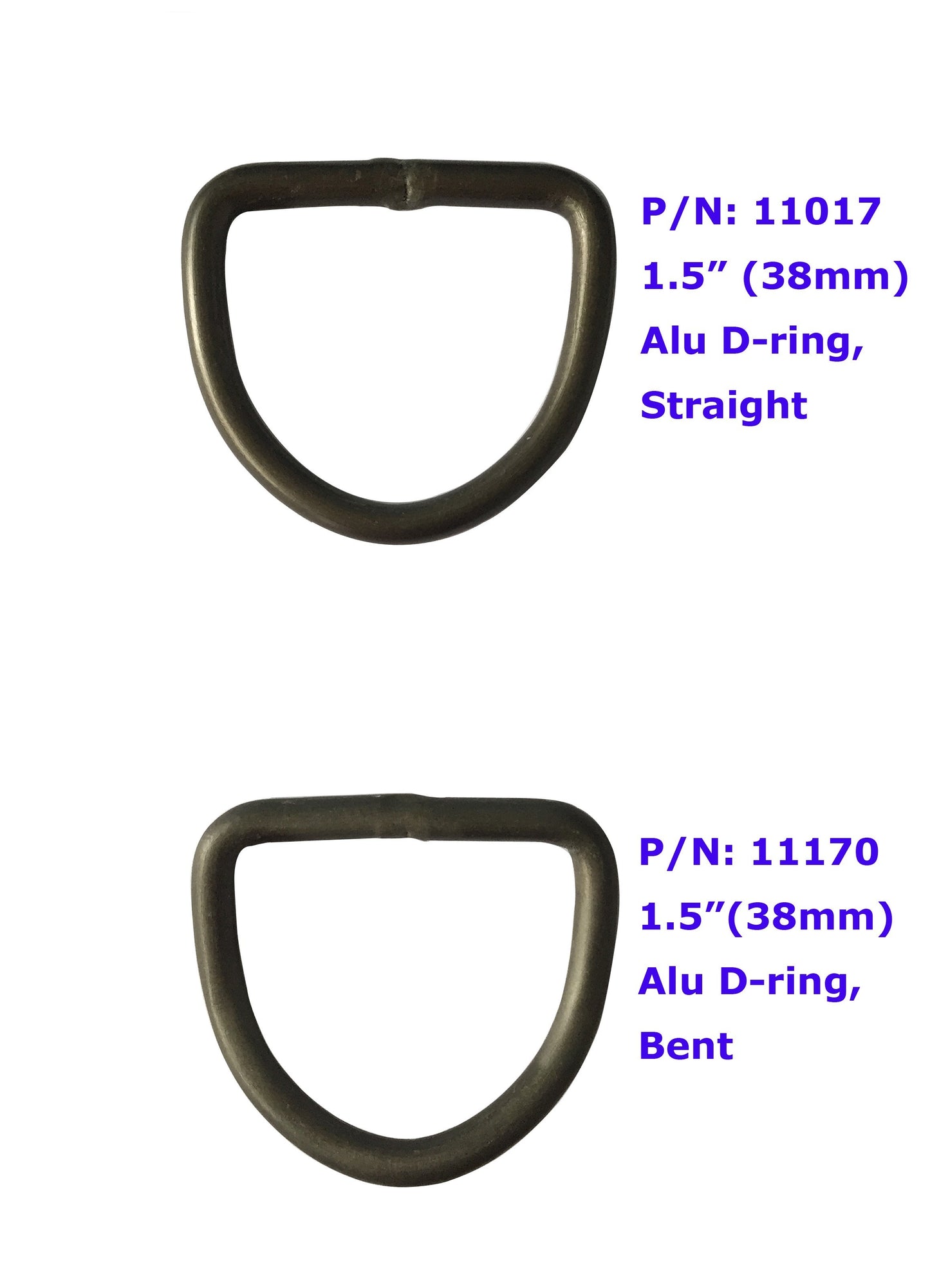 11017-38 Aluminum D-Ring Straight 38mm(1.5") - image 1