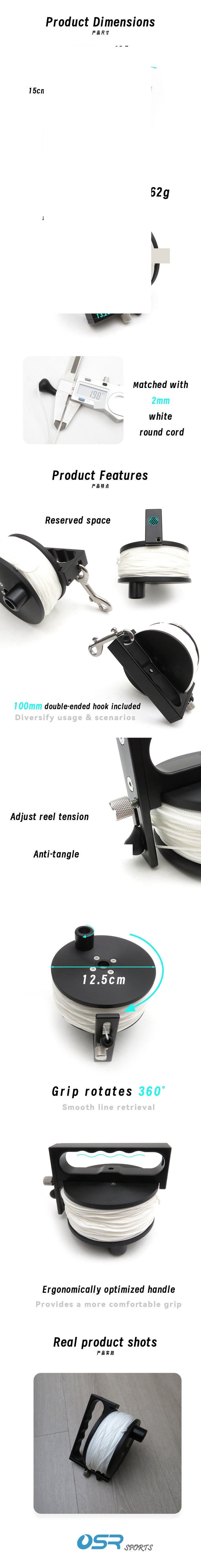 60382-120 Cave Diving Reel, With 120M White Line - image 6