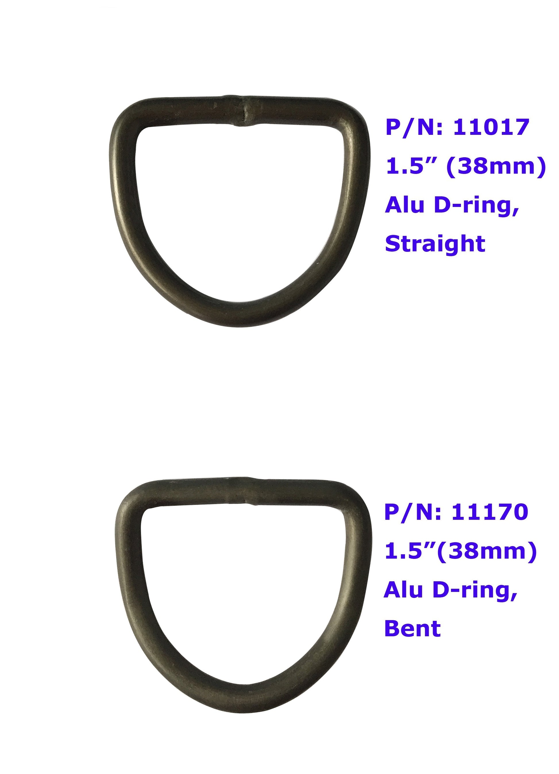 11017-38 Aluminum D-Ring Straight 38mm(1.5") - image 1