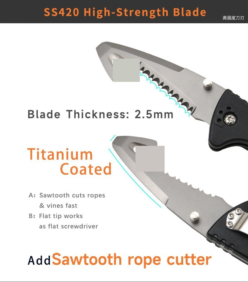 11731 K08 Folding Titanium-Plated Diving Rescue Knife - image 6