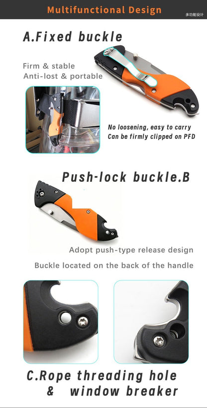 11731 K08 Folding Titanium-Plated Diving Rescue Knife - image 7